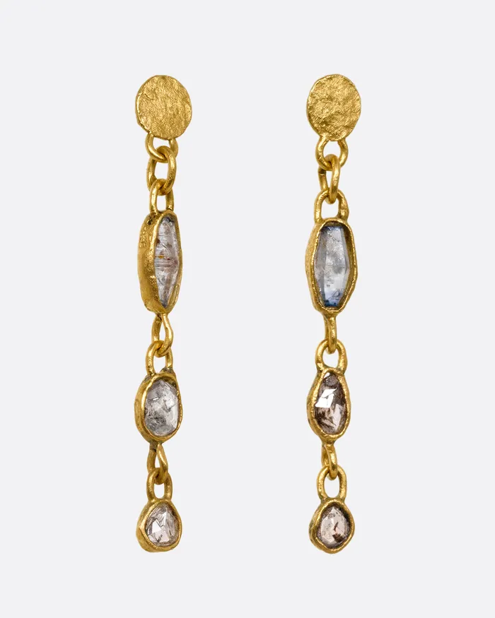 Diamond and Sapphire Drop Stud Earrings LOU ZELDIS Earrings Diamond and Sapphire Drop Stud Earrings LOU ZELDIS Earrings