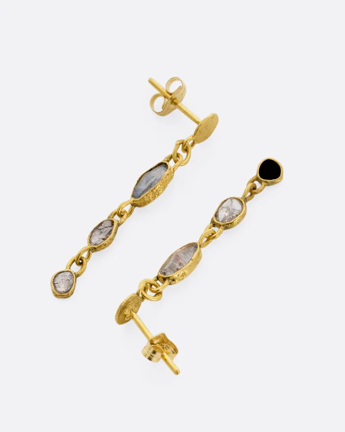 Diamond and Sapphire Drop Stud Earrings LOU ZELDIS Earrings Diamond and Sapphire Drop Stud Earrings LOU ZELDIS Earrings