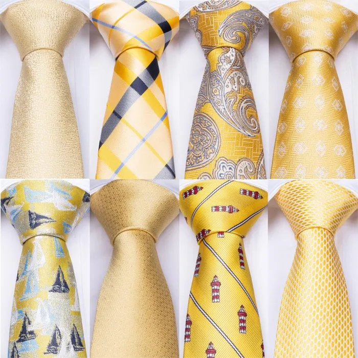 Divine Inspiration Styles Rings DBG VIP Design Collection Mens Fashion Golden Yellow 100 Premium Quality Silk Ties
