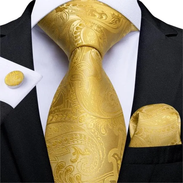 Divine Inspiration Styles Rings DBG VIP Design Collection Mens Fashion Golden Yellow 100 Premium Quality Silk Ties