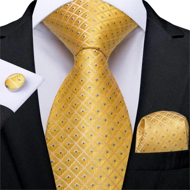 Divine Inspiration Styles Rings DBG VIP Design Collection Mens Fashion Golden Yellow 100 Premium Quality Silk Ties