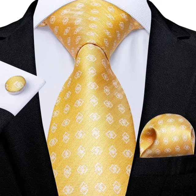 Divine Inspiration Styles Rings DBG VIP Design Collection Mens Fashion Golden Yellow 100 Premium Quality Silk Ties