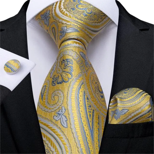 Divine Inspiration Styles Rings DBG VIP Design Collection Mens Fashion Golden Yellow 100 Premium Quality Silk Ties