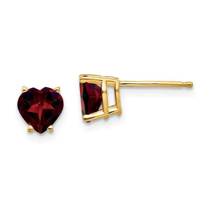 Earrings 14k 6mm Heart Garnet Earrings Jewelry