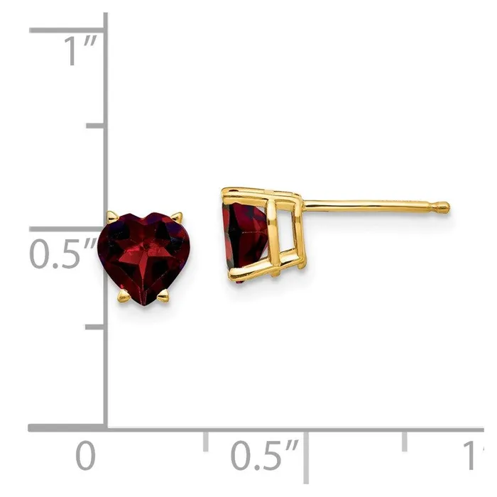 Earrings 14k 6mm Heart Garnet Earrings Jewelry Earrings 14k 6mm Heart Garnet Earrings Jewelry