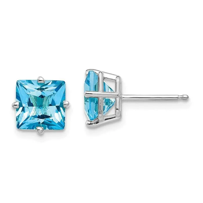 Earrings 14k White Gold 7mm Square Earring Mounting No Stones Included No Backs Jewelry Earrings 14k White Gold 7mm Square Earring Mounting No Stones Included No Backs Jewelry