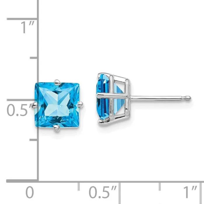 Earrings 14k White Gold 7mm Square Earring Mounting No Stones Included No Backs Jewelry Earrings 14k White Gold 7mm Square Earring Mounting No Stones Included No Backs Jewelry