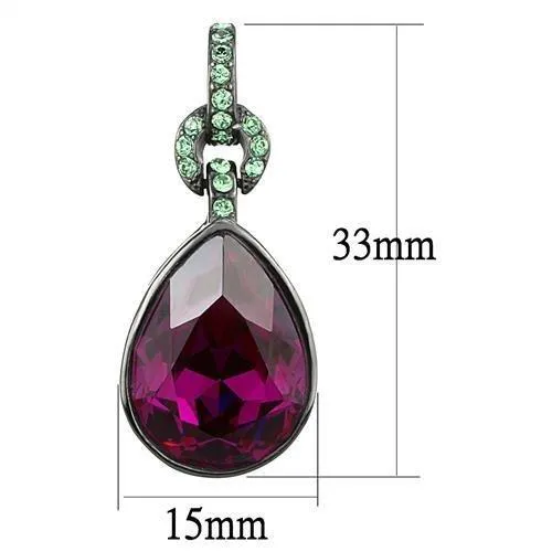 Earrings Alamode TK2726 IP Light Black IP Gun Stainless Steel Earrings with Top Grade Crystal in Fuchsia