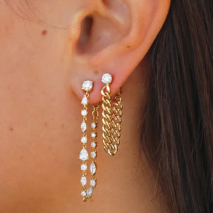 Earrings anitako ROUND DIAMOND CUBAN LINK LOOP EARRING