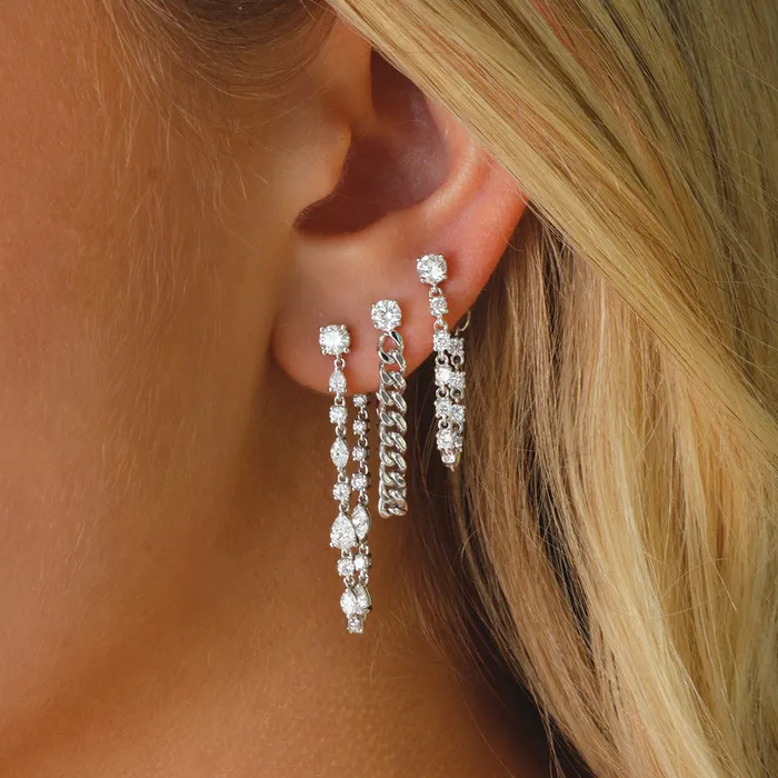 Earrings anitako ROUND DIAMOND CUBAN LINK LOOP EARRING