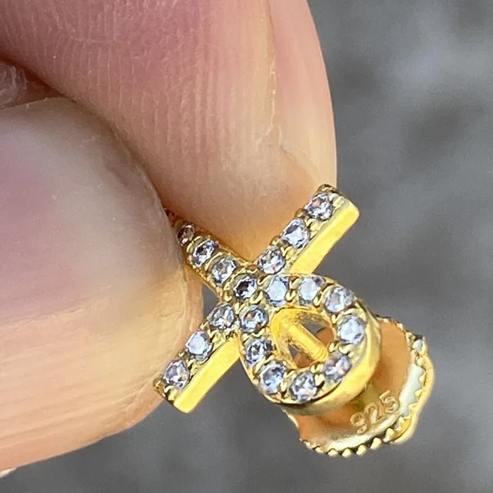 Earrings Bling Cartel 14k Gold Plated over 925 Sterling Silver Ankh Cross Earrings Earrings Bling Cartel 14k Gold Plated over 925 Sterling Silver Ankh Cross Earrings