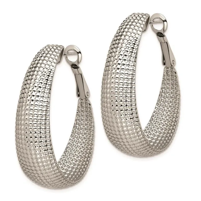 Earrings Chisel Stainless Steel Textured Oval Hoop Earrings Earrings Chisel Stainless Steel Textured Oval Hoop Earrings