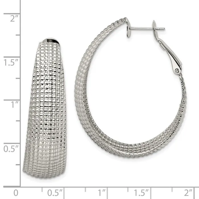 Earrings Chisel Stainless Steel Textured Oval Hoop Earrings Earrings Chisel Stainless Steel Textured Oval Hoop Earrings