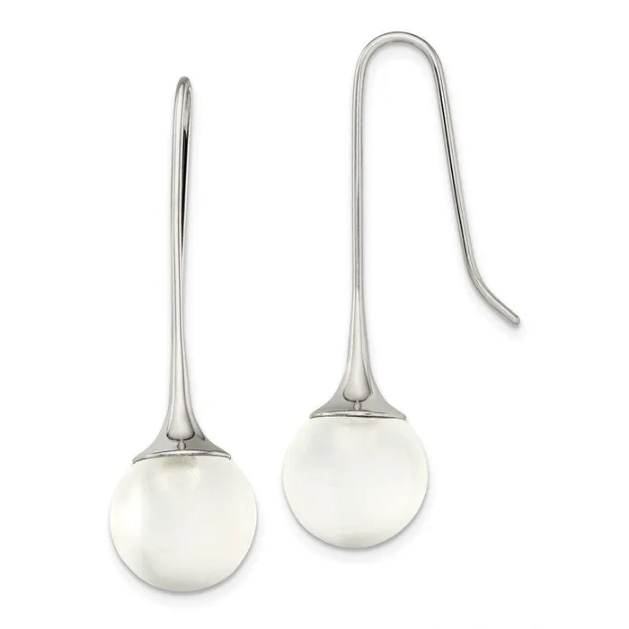 Earrings Chisel Stainless Steel with Glass Ball Shepherd Hook Earrings