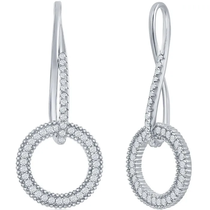 Earrings Classic Classic Womens Earrings Sterling Silver Infinity Design Round White CZ D7836 Earrings Classic Classic Womens Earrings Sterling Silver Infinity Design Round White CZ D7836