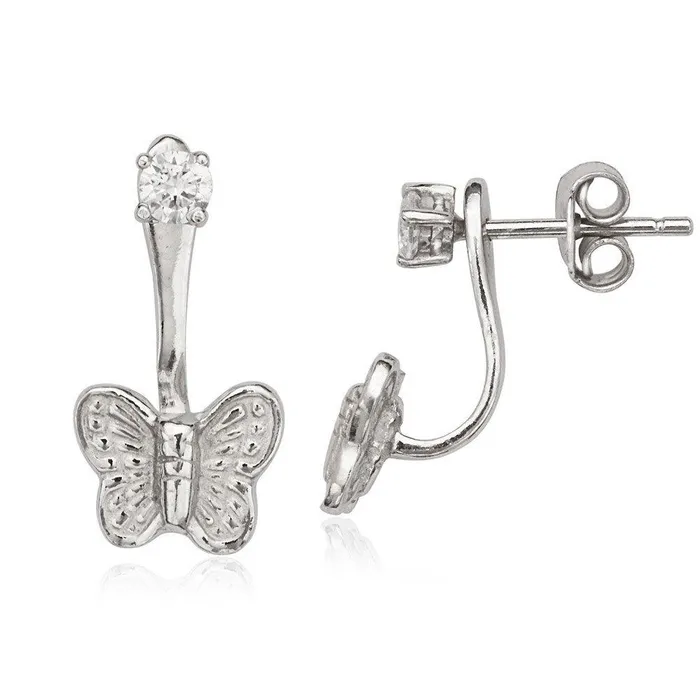 Earrings Classic Sterling Silver 3mm CZ with Back Butterfly Earrings