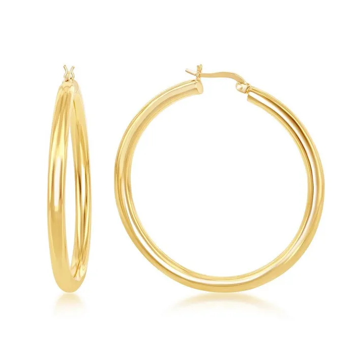 Earrings Classic Sterling Silver GP HighPolished Hoop Earrings 4 x 50 mm