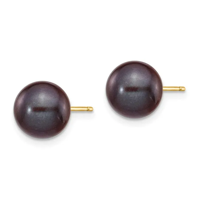 Earrings Jewelry 14k 89mm Black Round Freshwater Cultured Pearl Stud Post Earrings Earrings Jewelry 14k 89mm Black Round Freshwater Cultured Pearl Stud Post Earrings