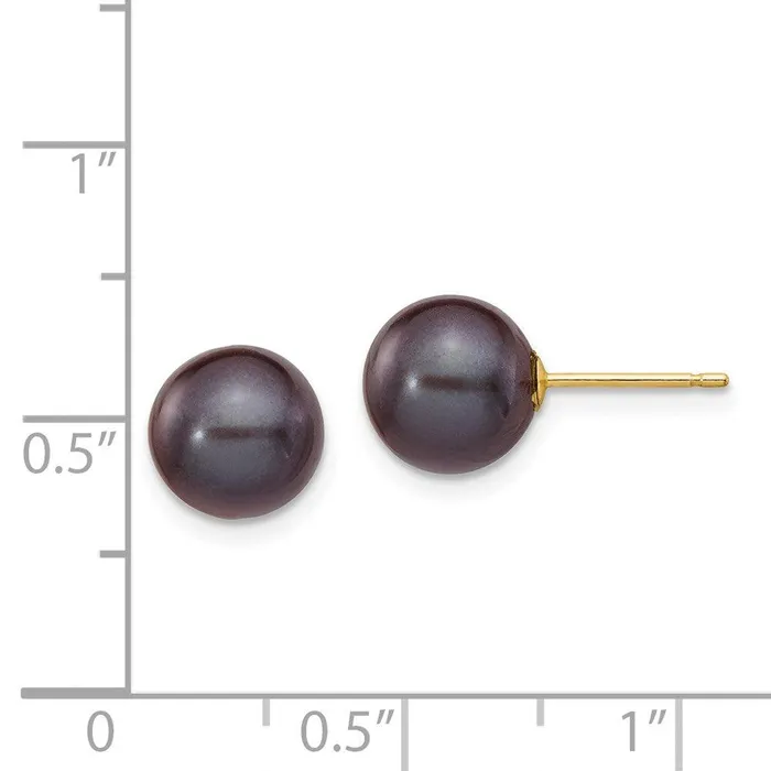 Earrings Jewelry 14k 89mm Black Round Freshwater Cultured Pearl Stud Post Earrings Earrings Jewelry 14k 89mm Black Round Freshwater Cultured Pearl Stud Post Earrings