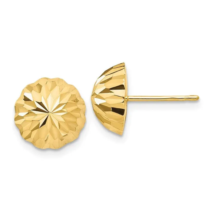 Earrings Jewelry 14k Gold Diamondcut 10mm Domed Post Earrings