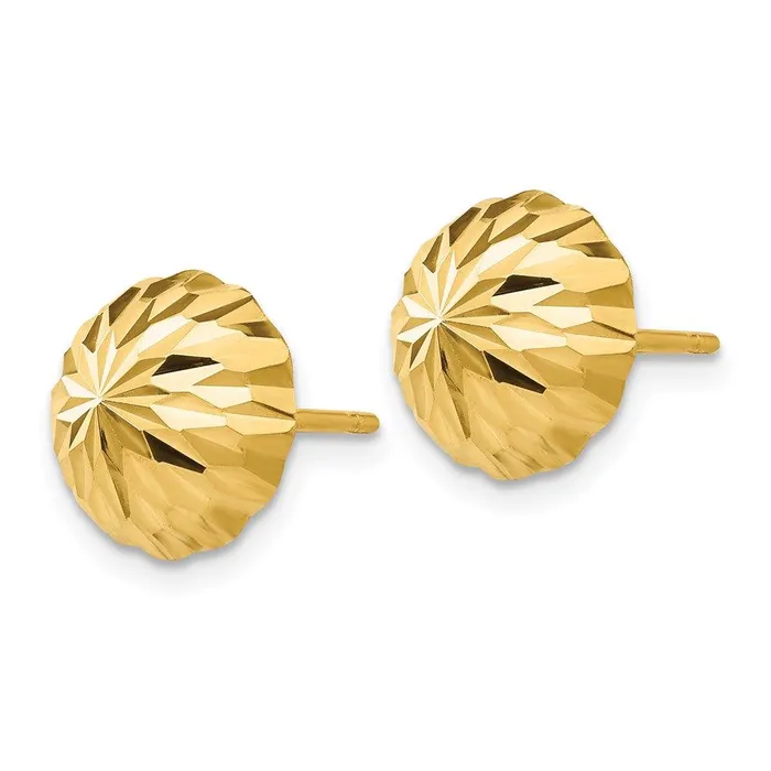 Earrings Jewelry 14k Gold Diamondcut 10mm Domed Post Earrings Earrings Jewelry 14k Gold Diamondcut 10mm Domed Post Earrings