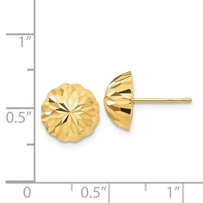 Earrings Jewelry 14k Gold Diamondcut 10mm Domed Post Earrings Earrings Jewelry 14k Gold Diamondcut 10mm Domed Post Earrings