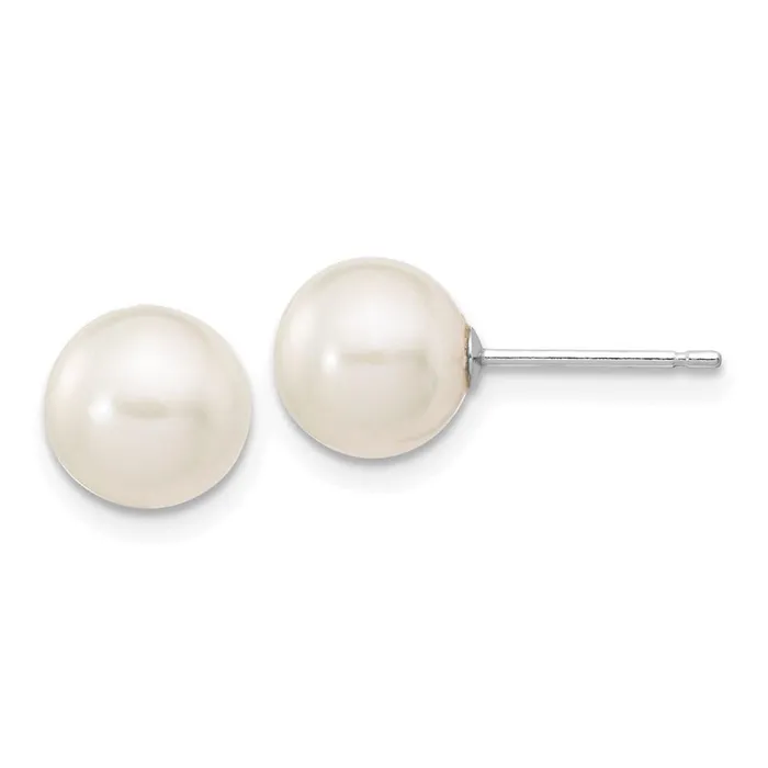 Earrings Jewelry 14k White Gold 78mm White Round FW Cultured Pearl Stud Post Earrings Earrings Jewelry 14k White Gold 78mm White Round FW Cultured Pearl Stud Post Earrings