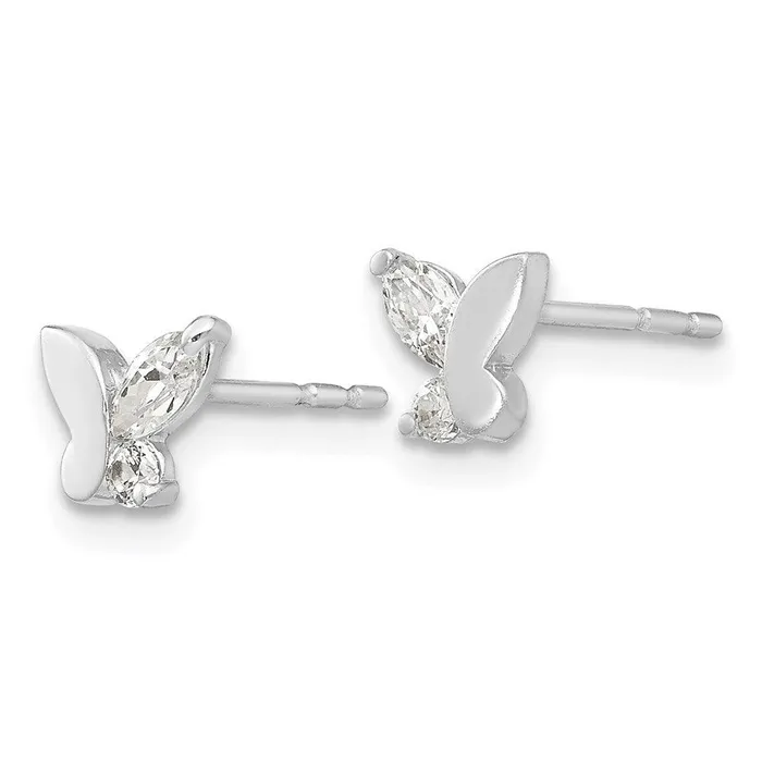 Earrings Jewelry Madi K Kids 14k White Gold CZ Butterfly Post Earrings Earrings Jewelry Madi K Kids 14k White Gold CZ Butterfly Post Earrings