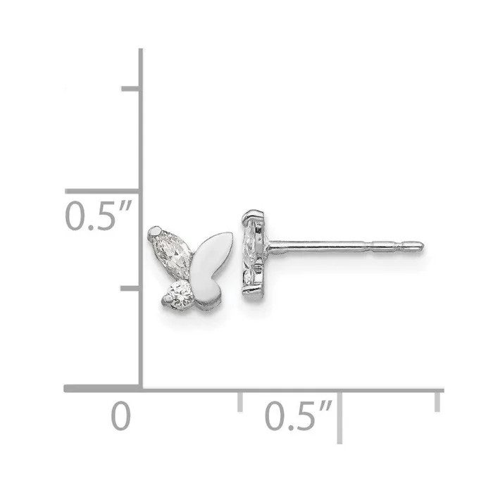 Earrings Jewelry Madi K Kids 14k White Gold CZ Butterfly Post Earrings Earrings Jewelry Madi K Kids 14k White Gold CZ Butterfly Post Earrings
