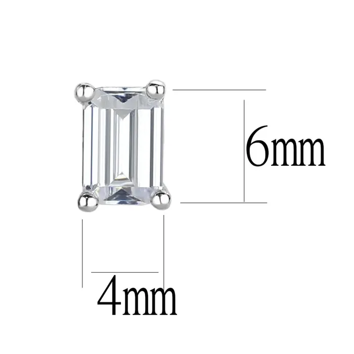 Earrings LO4128 Rhodium Brass Earrings with AAA Grade CZ in Clear Alamode