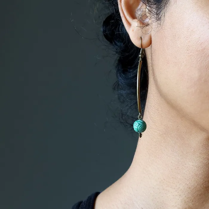 Earrings Satin Crystals Malachite Earrings Green Emerald Isle Curves