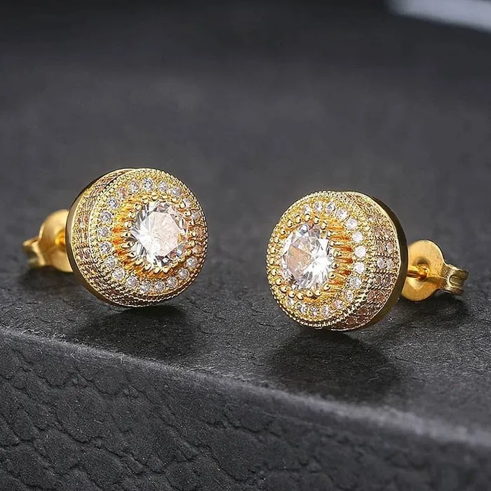 Earrings VVS Jewelry VVS Jewelry Iced Button Stud Earrings