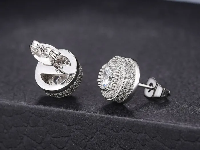 Earrings VVS Jewelry VVS Jewelry Iced Button Stud Earrings