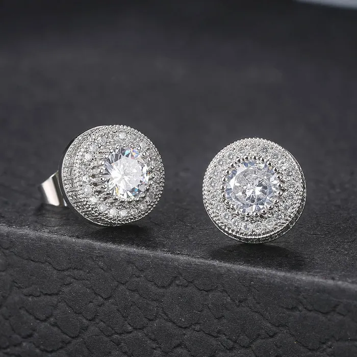 Earrings VVS Jewelry VVS Jewelry Iced Button Stud Earrings