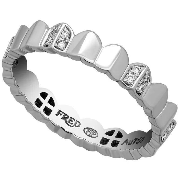 Fred of Paris Rings Fred of Paris Womens Ring Une Ile Dor Diamond Arc WG Size 65 4B0777053