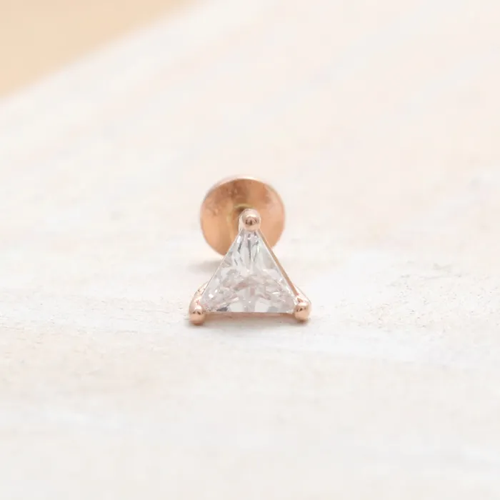 from J Shop Rings Triangle Cut CZ Internally Labret
