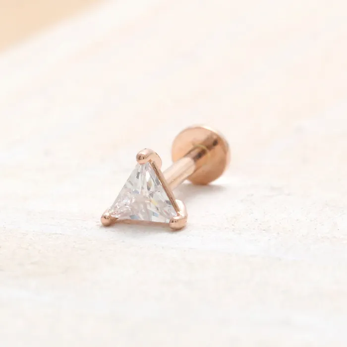 from J Shop Rings Triangle Cut CZ Internally Labret