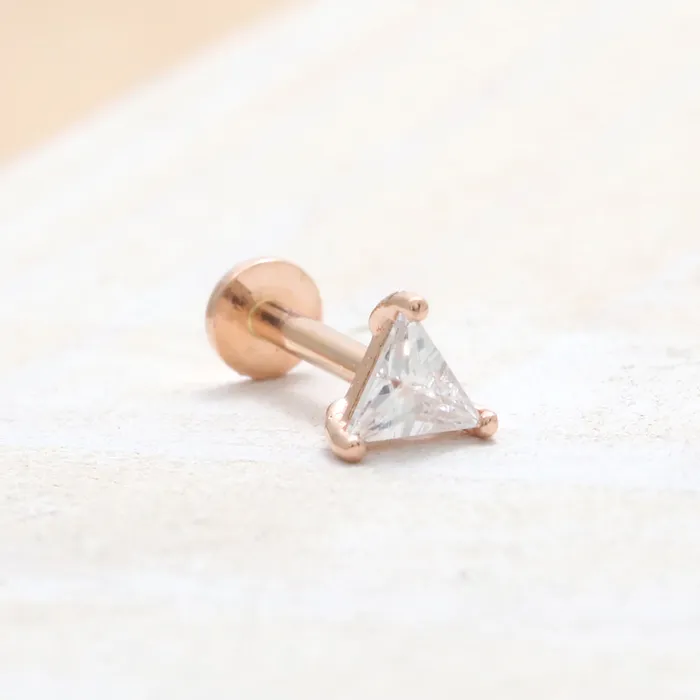 from J Shop Rings Triangle Cut CZ Internally Labret