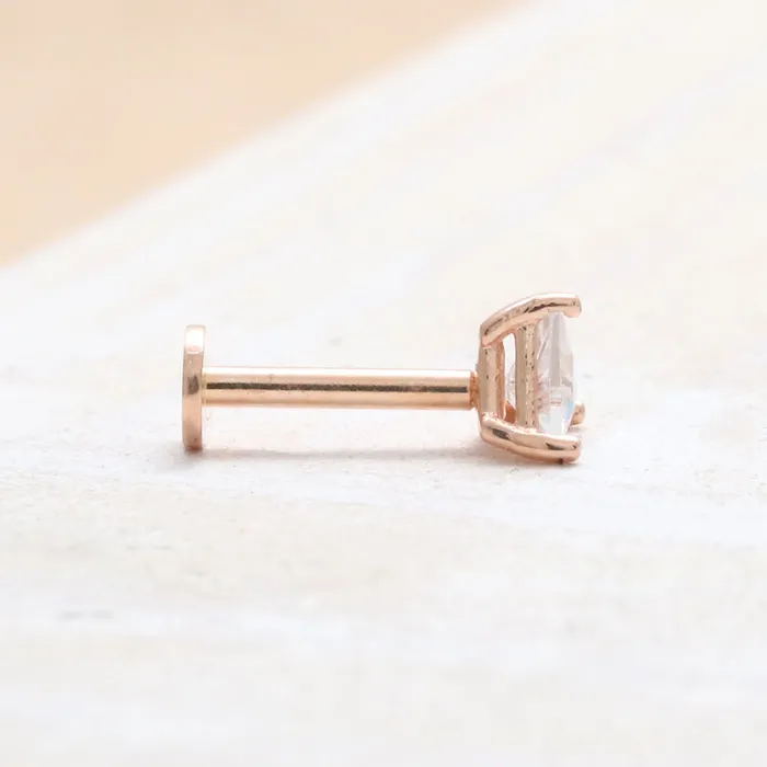 from J Shop Rings Triangle Cut CZ Internally Labret