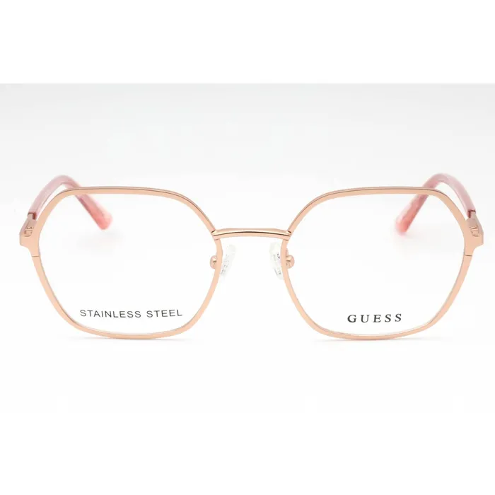 GUESS Earrings Guess Womens Eyeglasses Matte Rose Gold Metal Geometric Full Rim Frame GU2912 029