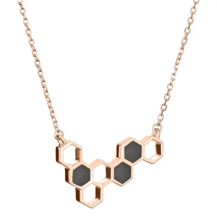 Honeycomb Cremation Necklace in 14K Rose Gold closebymejewelry Necklaces