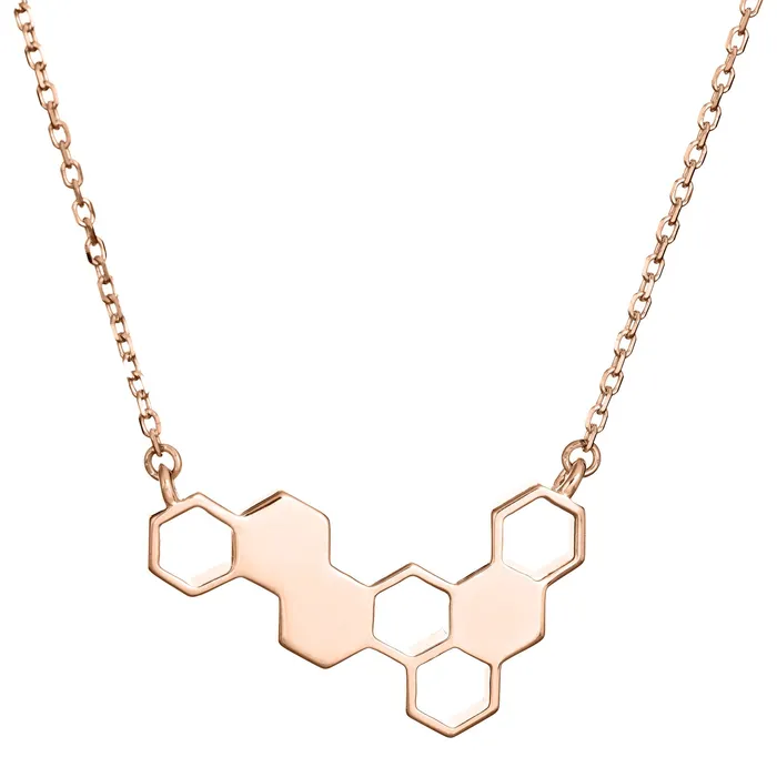Honeycomb Cremation Necklace in 14K Rose Gold closebymejewelry Necklaces