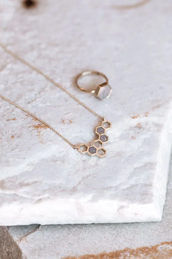 Honeycomb Cremation Necklace in 14K Rose Gold closebymejewelry Necklaces