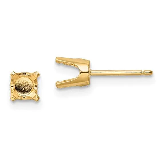 Jewelry Earrings 14k 45mm Round Stud Earring Mounting wbacks No Stones Included