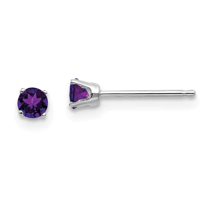 Jewelry Earrings 14k White Gold 3mm Amethyst Stud Earrings