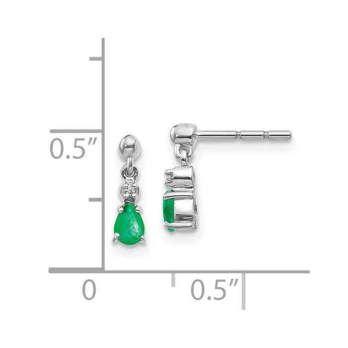 Jewelry Earrings 14k White Gold Emerald Diamond Dangle Post Earrings Jewelry Earrings 14k White Gold Emerald Diamond Dangle Post Earrings