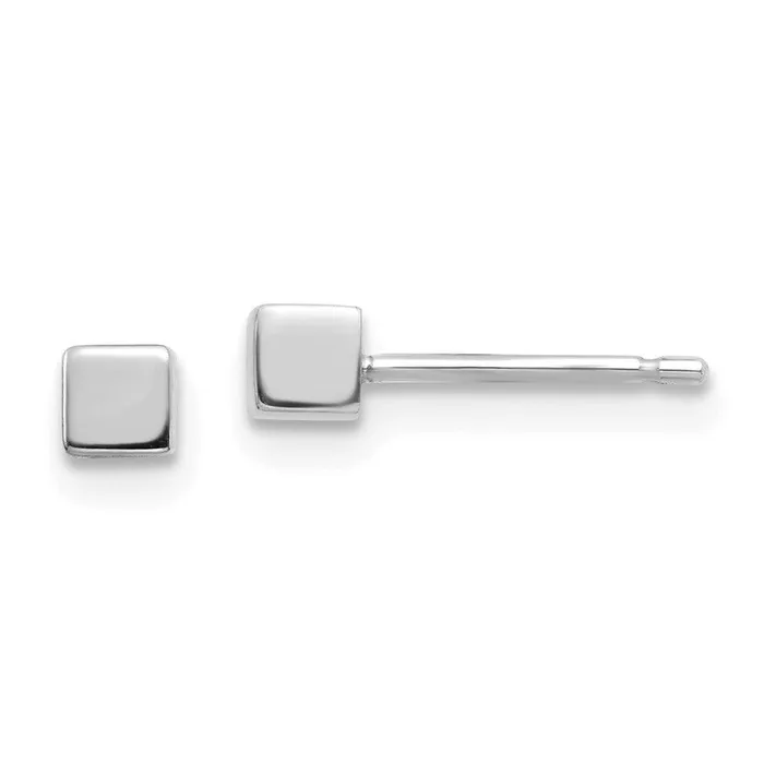 Jewelry Earrings 14K White Gold Square Stud Earrings