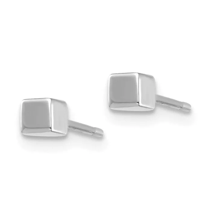 Jewelry Earrings 14K White Gold Square Stud Earrings Jewelry Earrings 14K White Gold Square Stud Earrings