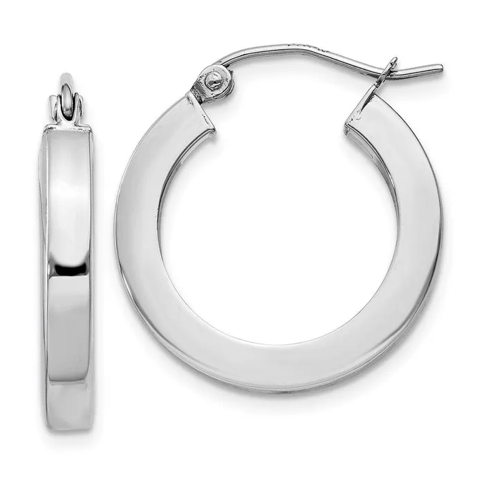 Jewelry Earrings 14k White Gold Square Tube Hoop Earrings