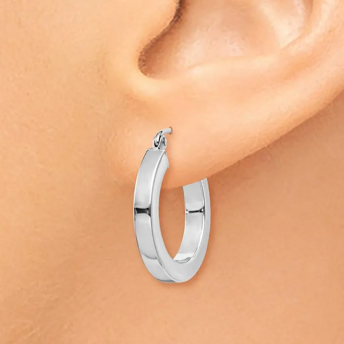 Jewelry Earrings 14k White Gold Square Tube Hoop Earrings Jewelry Earrings 14k White Gold Square Tube Hoop Earrings